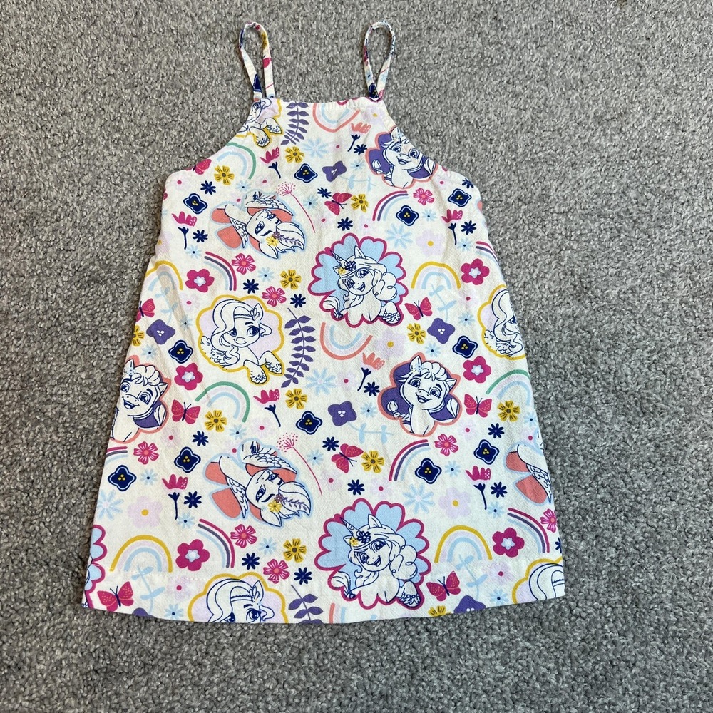vtg My Little Pony Dress Girls 18M Pink Floral Rainbow Sleeveless Cotton y2k